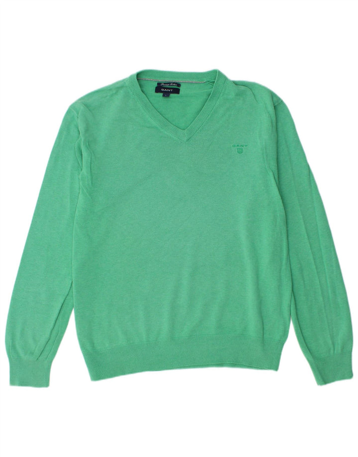 GANT Pull à col en V pour homme Large Vert Coton
