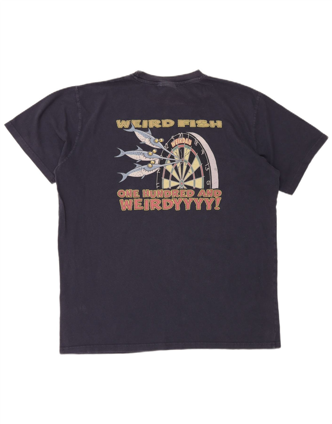 WEIRD FISH T-Shirt Graphique Homme Haut XL Bleu Marine Coton