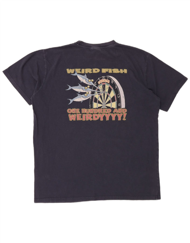WEIRD FISH T-Shirt Graphique Homme Haut XL Bleu Marine Coton