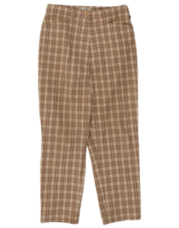 Bonita Pantalon décontracté taille haute pour femme EU 38 Medium W26 L25 Beige à carreaux