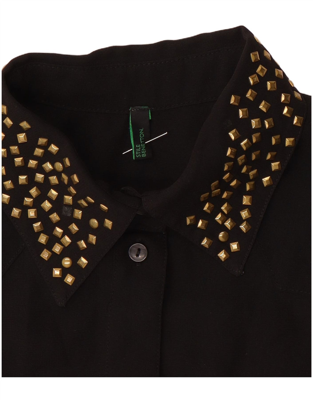 Benetton Chemisier sans manches pour femme UK 10 Small Noir