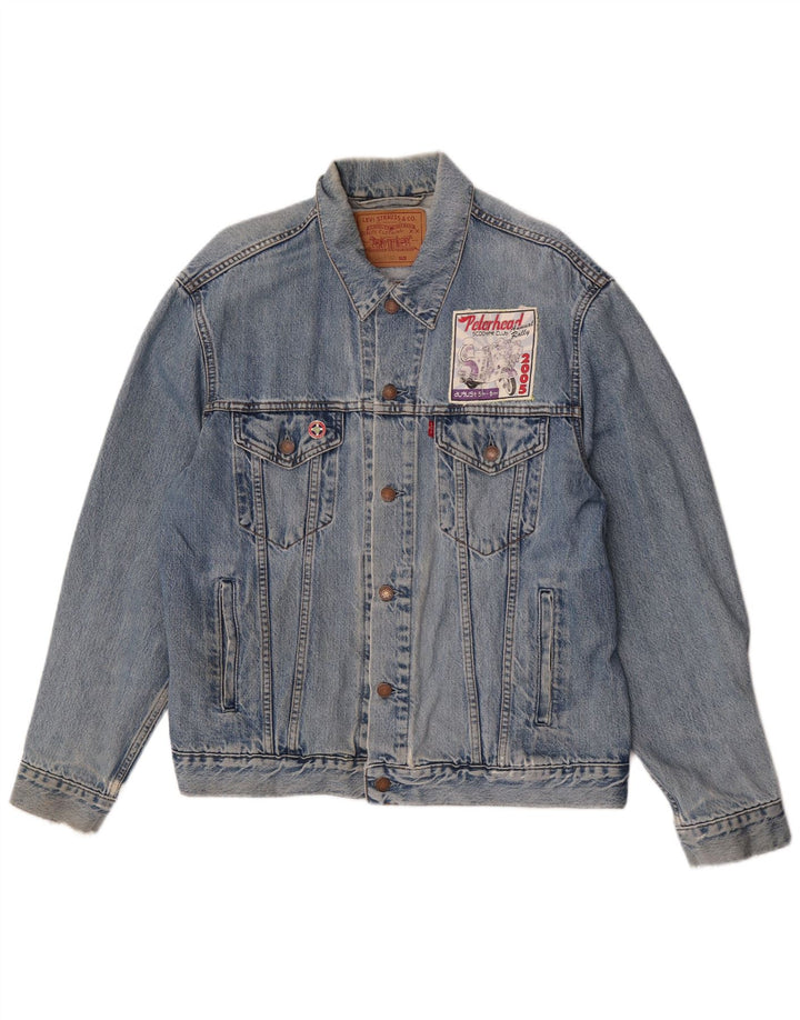 Levi's Veste en jean pour homme UK 40 Large Bleu Coton