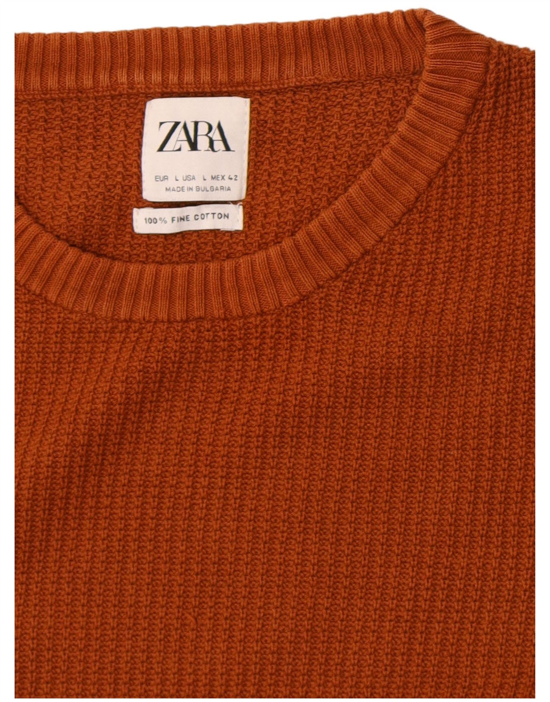 Zara Pull à col rond pour homme en coton marron Large