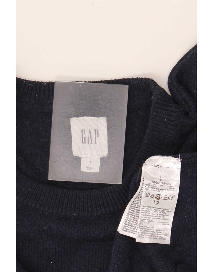Gap Pull à col rond pour homme en laine mérinos bleu marine