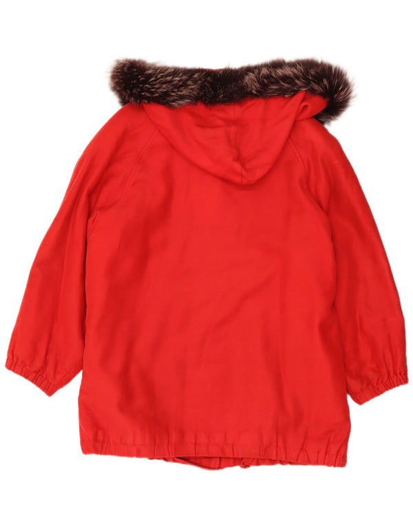 vintage Womens Graphic Hood Overcoat UK 18 XL Coton Rouge