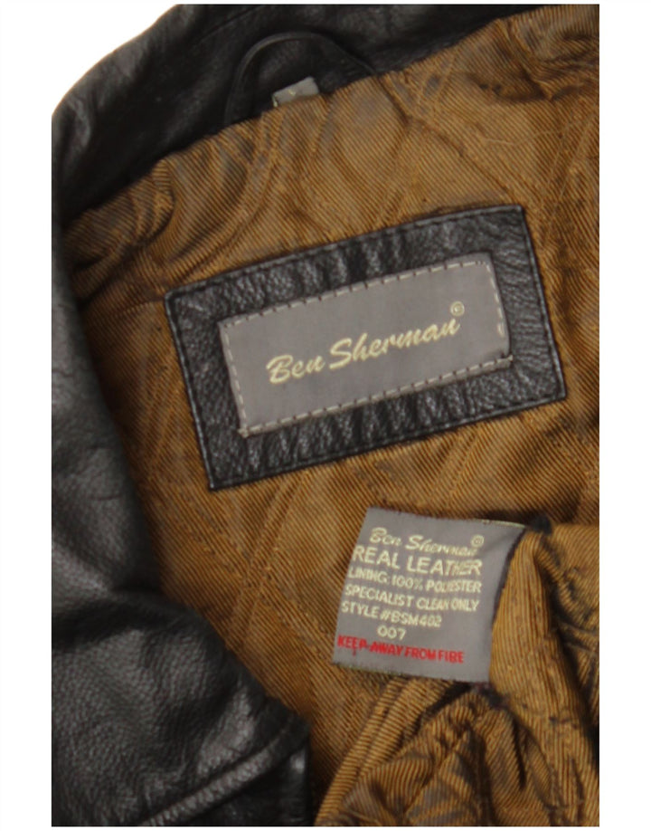 BEN SHERMAN Veste en cuir pour homme UK 40 Grand cuir noir