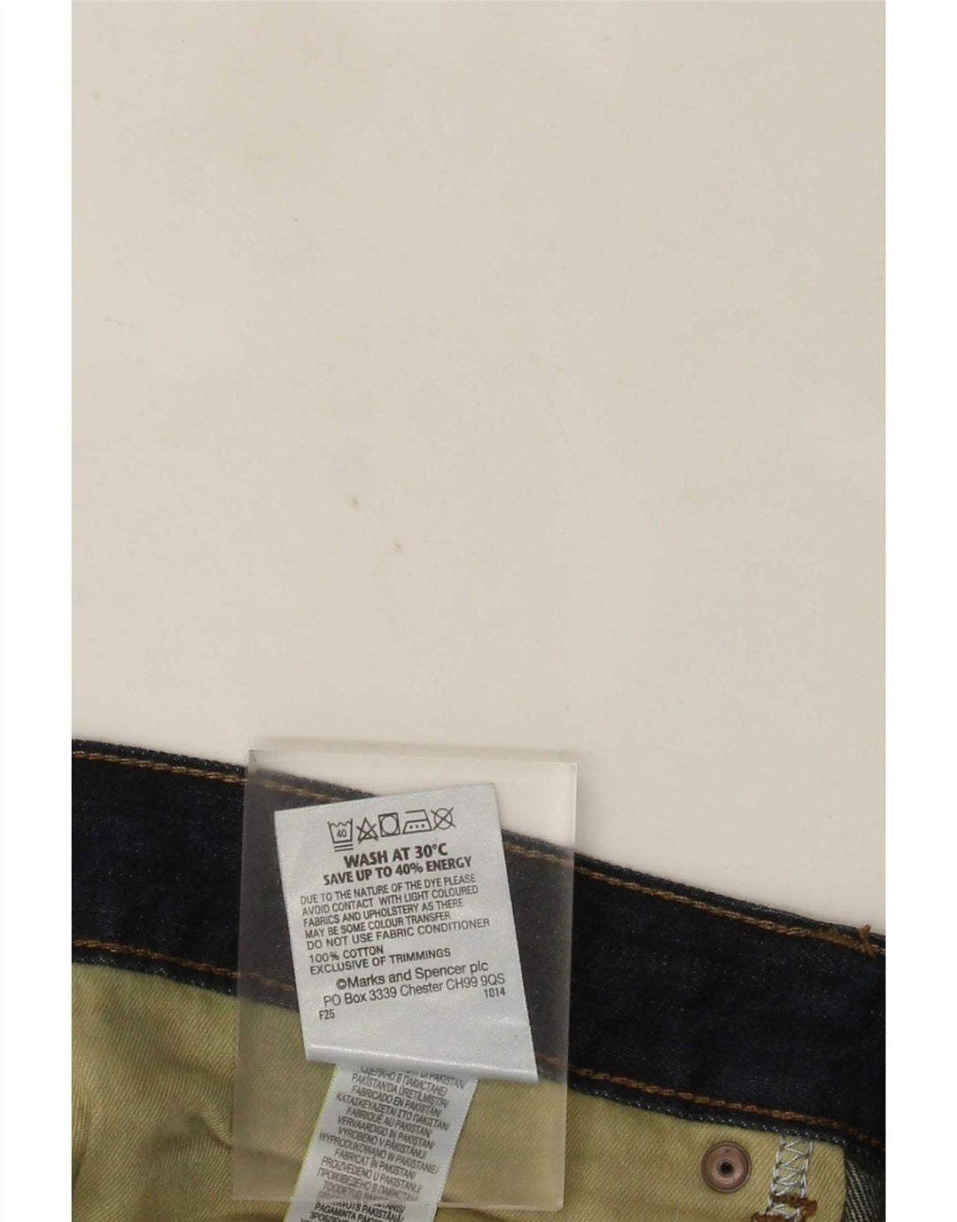 Marks & Spencer Jean droit décontracté W42 L29 bleu marine en coton pour homme