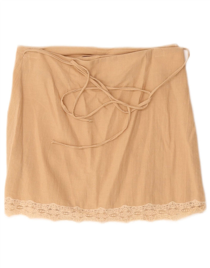 Jupe Portefeuille Zara Femme Medium W30 Coton Beige