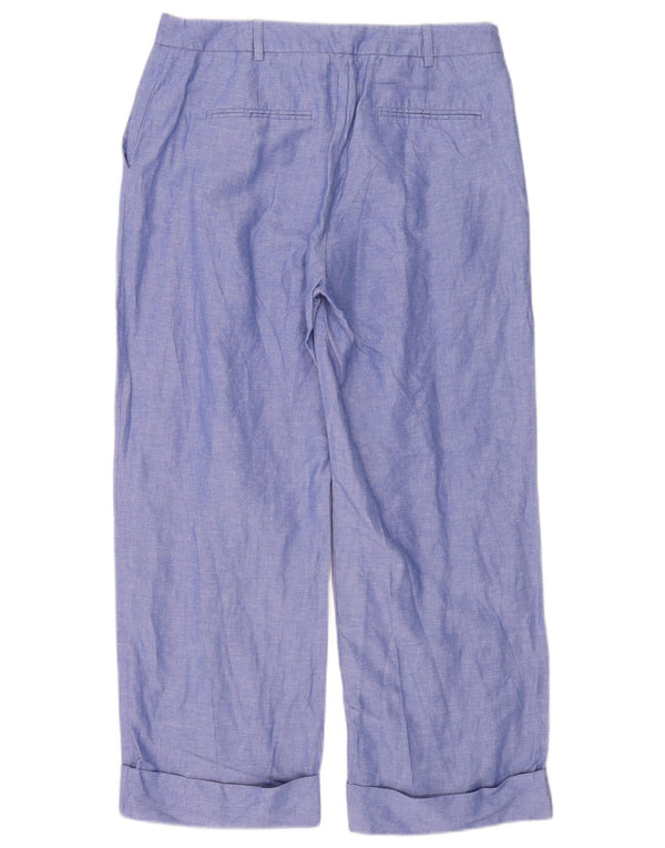 Marks & Spencer Pantalon court régulier pour femme UK 12 Medium W32 L26 Bleu
