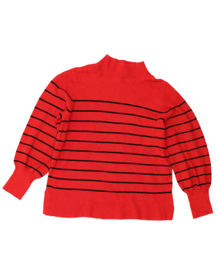 Marks & Spencer Pull col roulé pour femme UK 16 Large Rouge Rayé