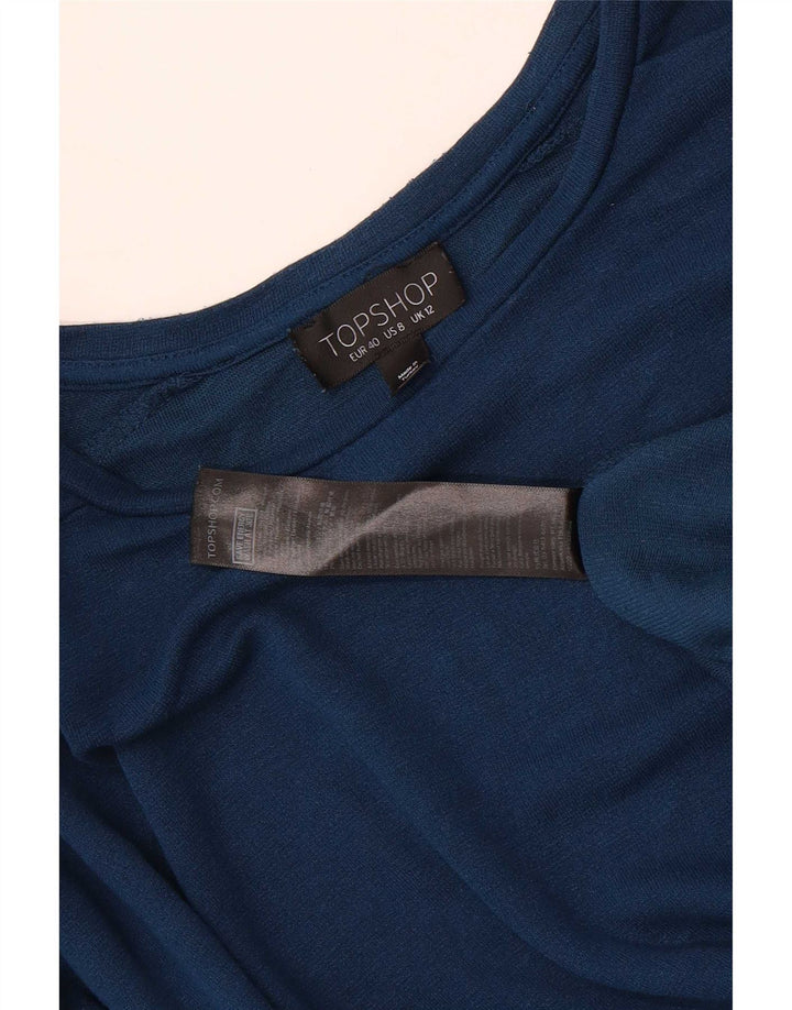 Topshop Femme Haut Oversize Manches Longues UK 42 Bleu Moyen Viscose