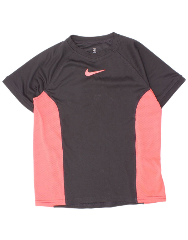 Nike Garçons Dri Fit T-Shirt Haut 8-9 ans Petit Noir Colorblock Polyester