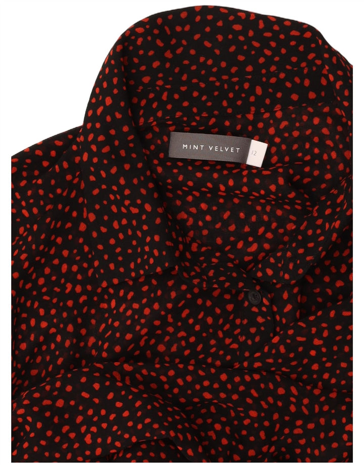 MINT VELVET Robe chemise à manches longues pour femme UK 12 Noir moyen à pois