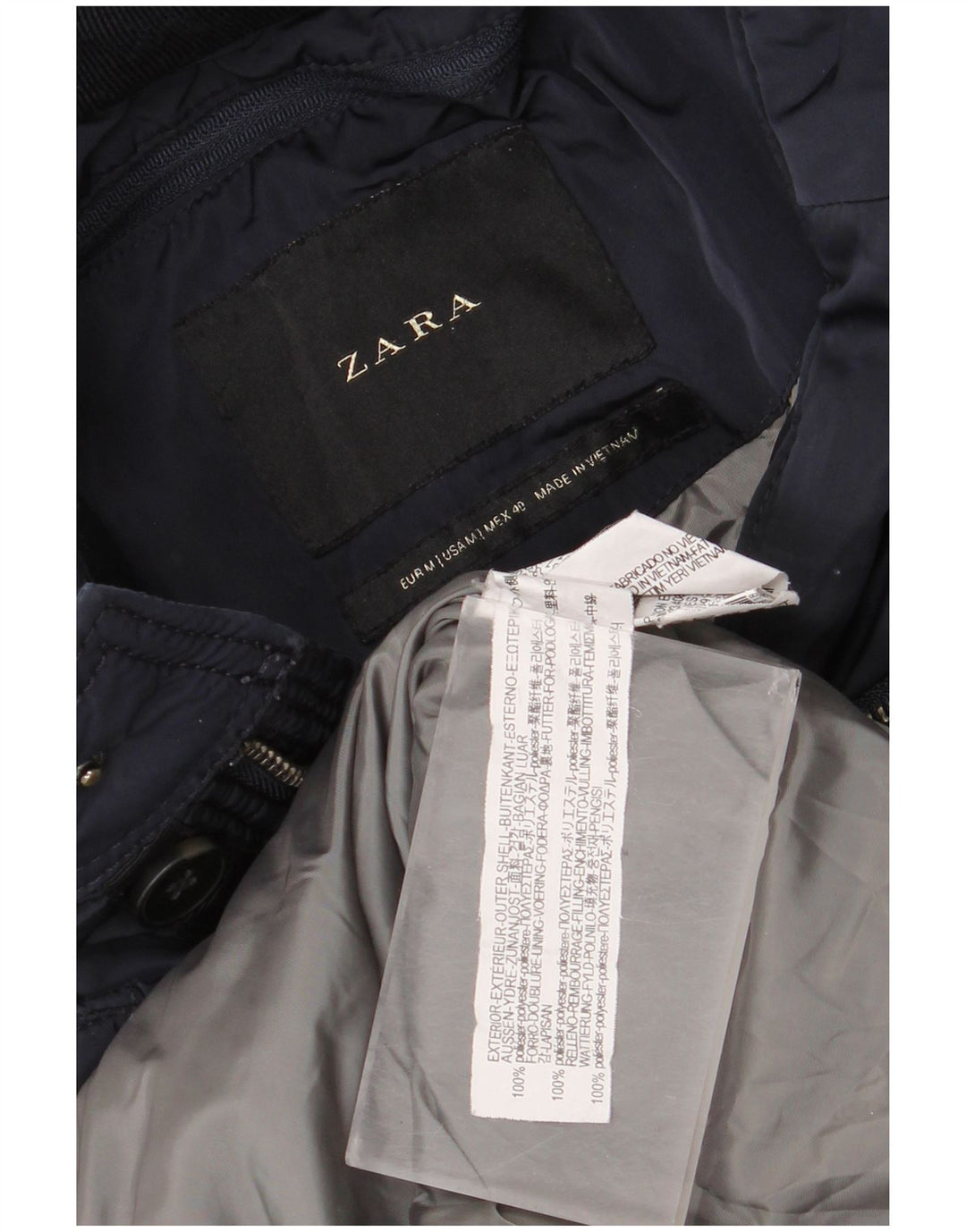 Zara Veste matelassée pour homme UK 38 Bleu marine moyen Polyester
