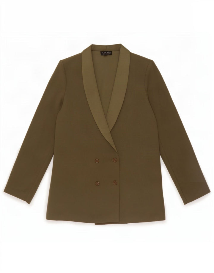 Topshop Veste Blazer Double Boutonnage Femme UK 6 XS Kaki Polyester