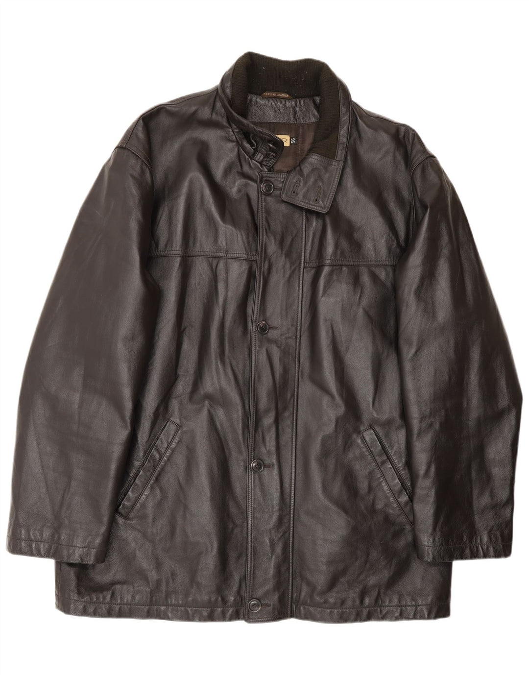 Manteau en cuir homme vintage IT 58 3XL Noir