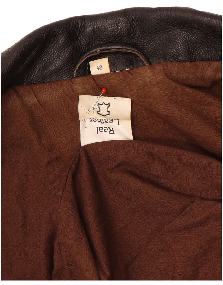 Veste en cuir homme vintage IT 48 Cuir marron moyen