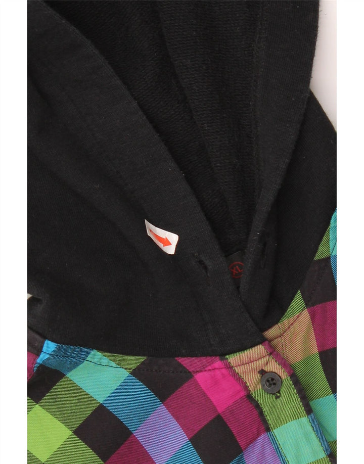 Converse Chemise à capuche en flanelle pour femme UK 18 XL Coton à carreaux multicolore