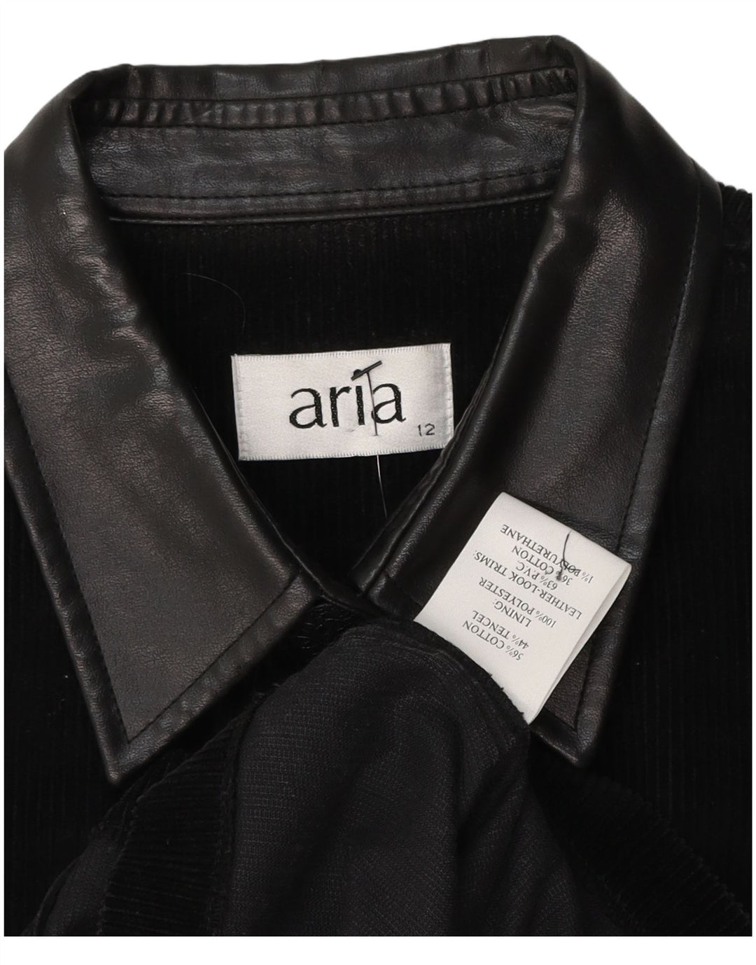 ARIA Chemisier sans manches en velours côtelé pour femme UK 12 Tencel noir moyen