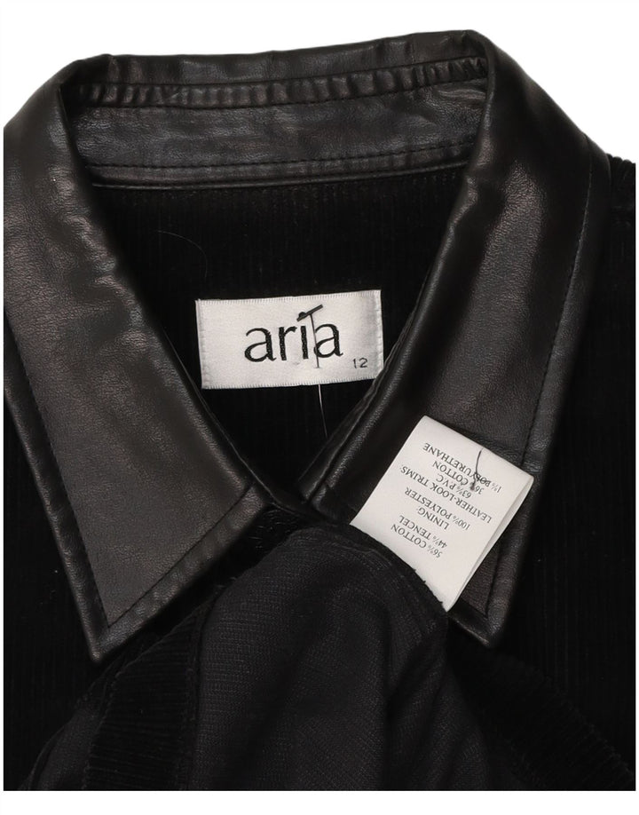 ARIA Chemisier sans manches en velours côtelé pour femme UK 12 Tencel noir moyen