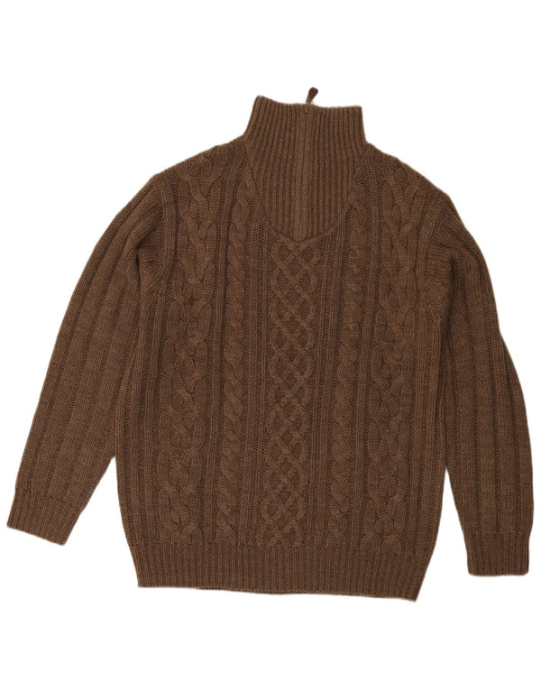 Rover & Lake Pull col zippé pour homme EU 52 Large Marron Polyacrylique