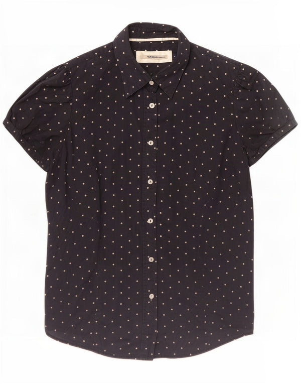 Gas Chemise à manches courtes pour femme UK 14 Grand coton à pois bleu marine