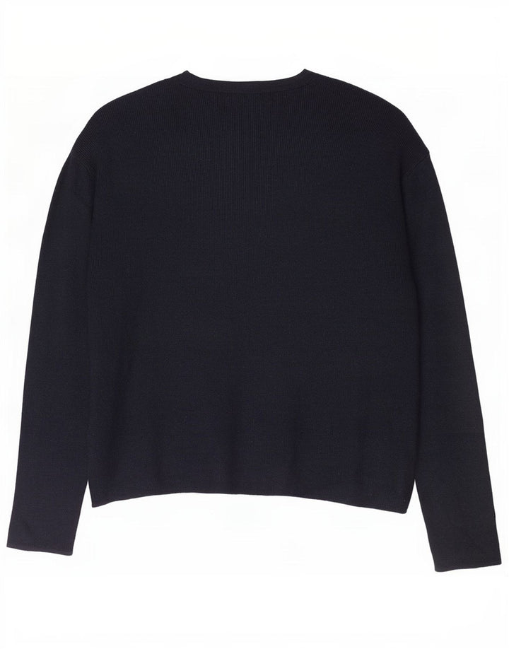 Marks & Spencer Pull col en V pour femme UK 16 Large Noir Viscose