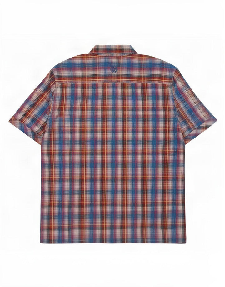 Fat Face Chemise à manches courtes pour homme en coton à carreaux bleus