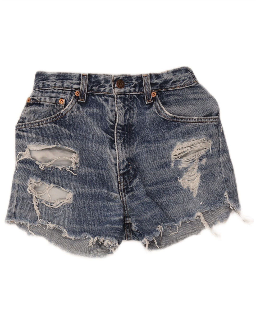 Levi's Short En Jean Déchiré Femme W24 XS Bleu
