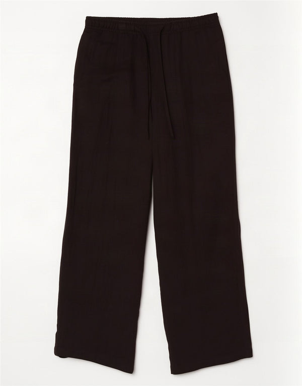 Zara Pantalon Chino Taille Haute Jambe Large Femme XL W32 L31 Noir Lyocell