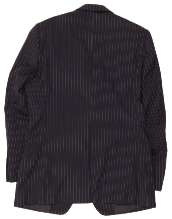 Jaeger Veste blazer à 2 boutons pour homme UK 40 Grande laine à fines rayures bleu marine