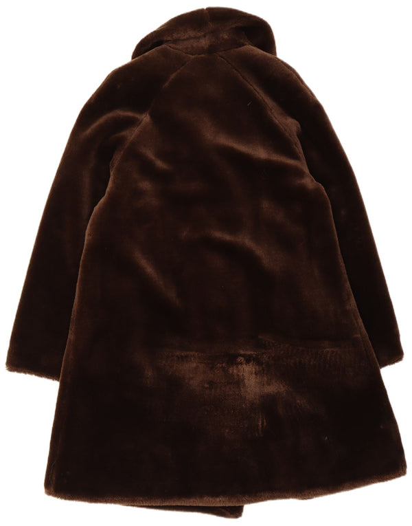 Furnatic Womens Faux Fur Overcoat UK 12 Medium Brown Acrylic