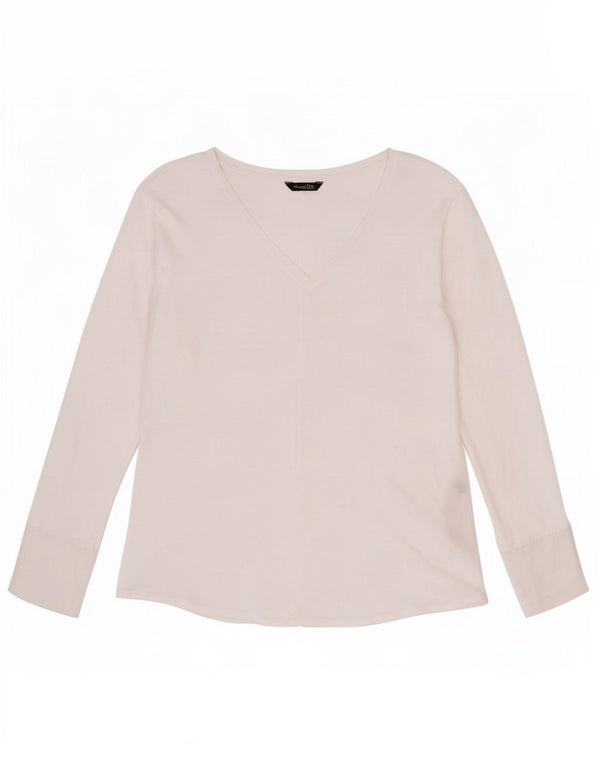 Massimo Dutti Haut transparent à manches longues pour femme UK 12 Lyocell blanc moyen