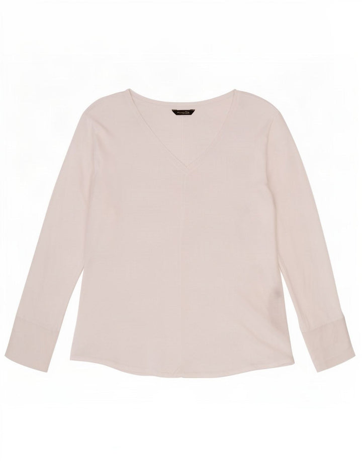Massimo Dutti Haut transparent à manches longues pour femme UK 12 Lyocell blanc moyen