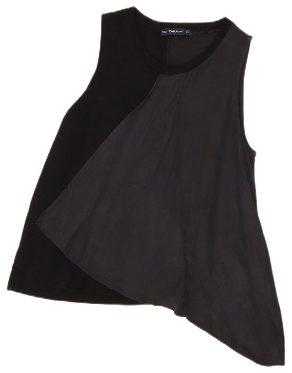 Zara Tunique asymétrique sans manches pour femme UK 10 Small Noir Colourblock