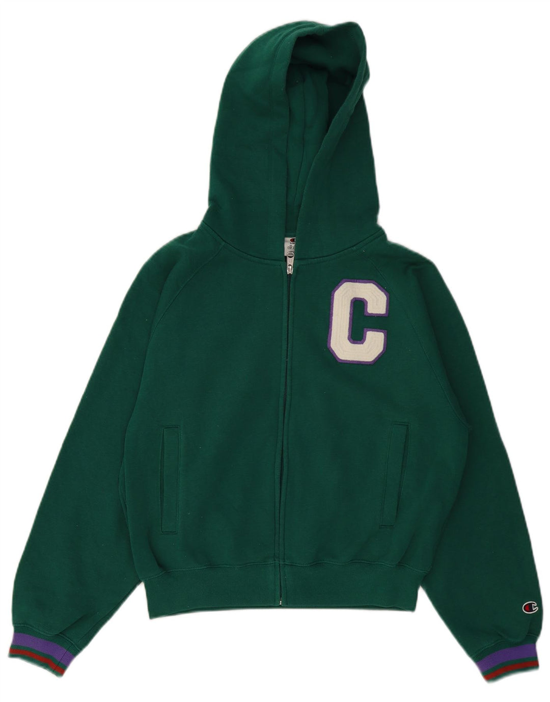 CHAMPION Pull à capuche zippé surdimensionné pour femme UK 10 Petit Vert