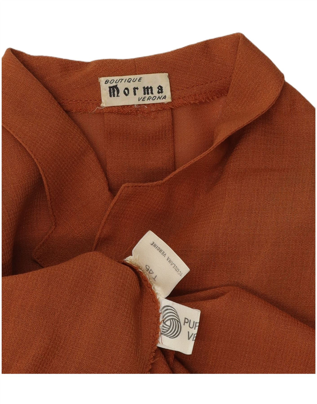 Chemisier chemise femme vintage IT 46 grande laine vierge marron