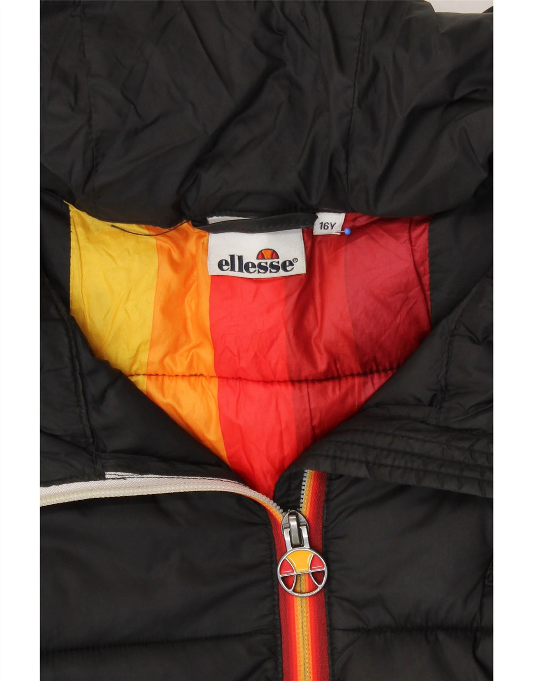 Ellesse Veste matelassée à capuche graphique pour garçon 15-16 ans Noir Polyester