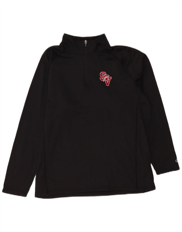 Champion Haut de survêtement pour homme avec col zippé et polyester Noir Taille L