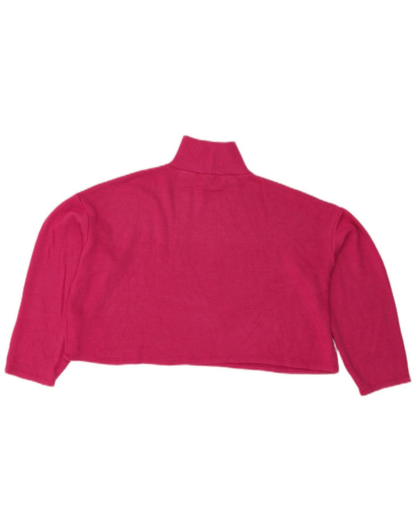 Zara Femme Crop Oversize Top Manches Longues UK 12 Rose Moyen Polyester