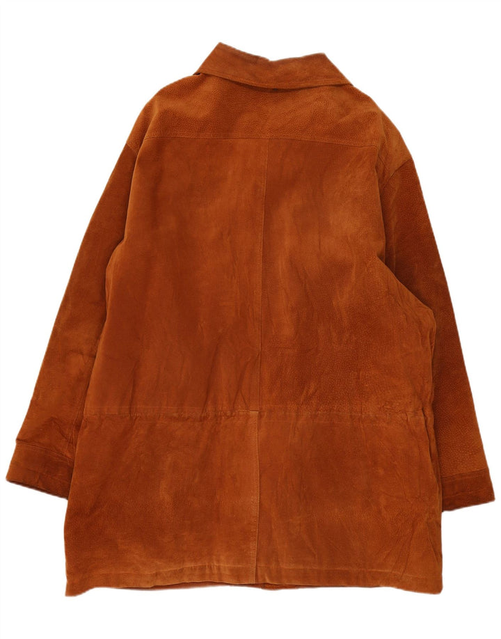 vintage Mens Suede Overcoat UK 44 2XL Marron