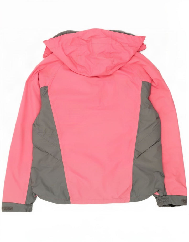 Veste de ski à capuche femme vintage UK 12 Medium Pink Colourblock Polyamide