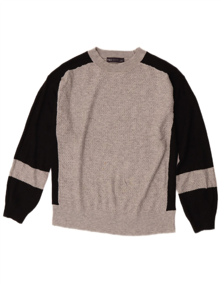 Marks & Spencer Pull à col rond pour femme UK 10 Petit Gris