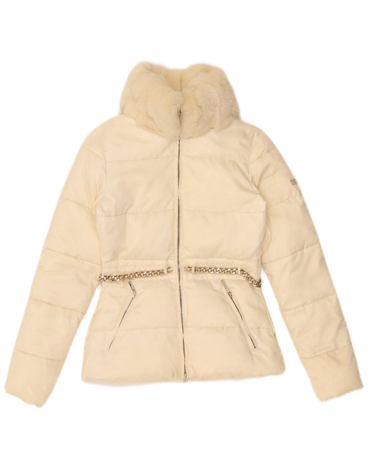 Elisabetta Franchi Veste matelassée pour femme IT 42 Medium Off White Nylon