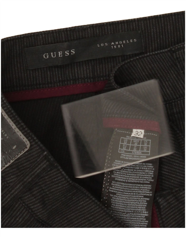 GUESS Pantalon décontracté droit pour homme W32 L30 Coton à fines rayures noires