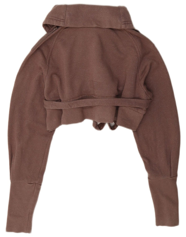 Adidas Femmes Crop Surdimensionné Survêtement Top Veste EU 34 XS Marron Coton