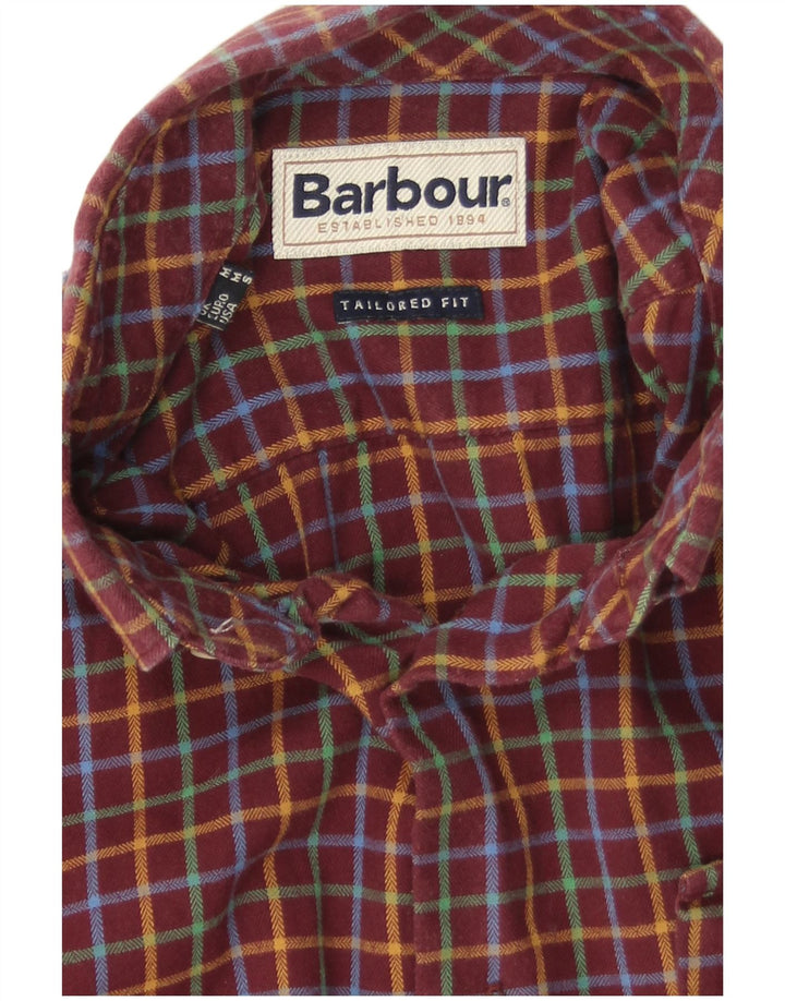 Barbour Chemise en flanelle coupe ajustée pour hommes à carreaux bordeaux moyen