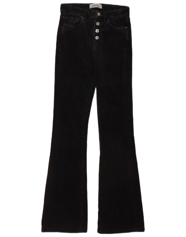 Zara Pantalon évasé en velours côtelé pour femme EU 34 2XS W24 L31 Noir