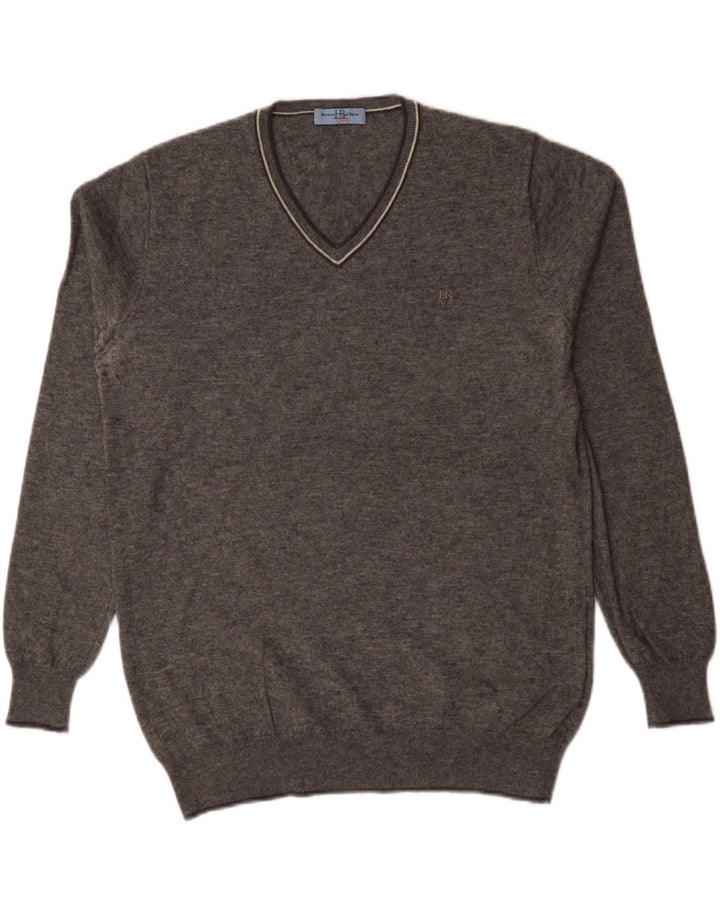 Harmont & Blaine Pull col V pour homme en laine mouchetée Gris Large