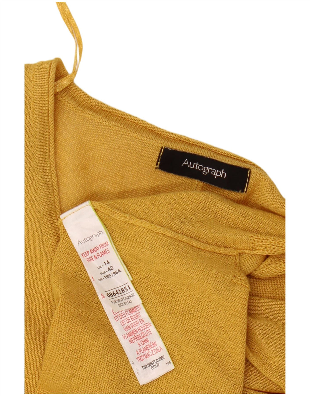 Marks & Spencer Haut court surdimensionné pour femme avec autographe UK 14 Large Doré